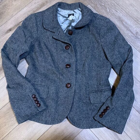 J.Crew factory fitted wool herringbone blazer - Picture 1 of 9